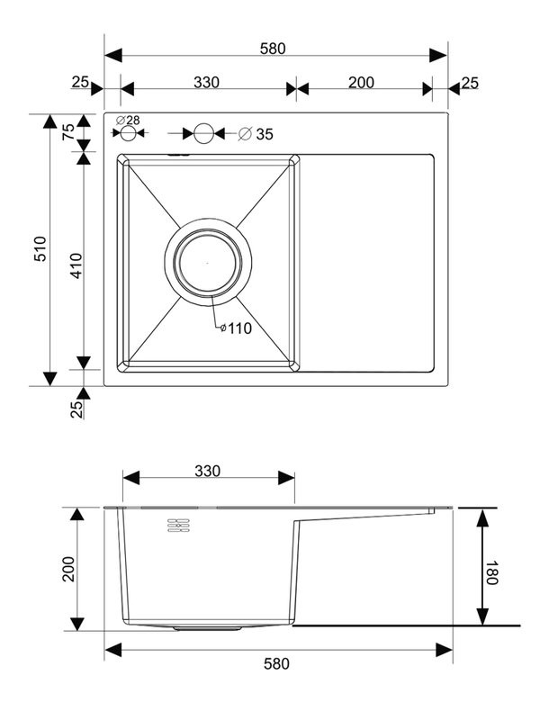 Мойка кухонная РМС MRK-5851L L c дозатором, серый
