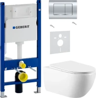 Комплект Унитаз подвесной Vincea Evo + Звукоизоляция Geberit + Инсталляция Duofix Delta 458.163.21.1 с кнопкой смыва, хром