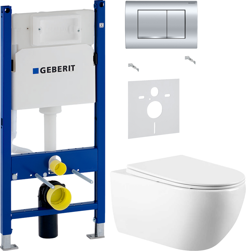 Комплект Унитаз подвесной Vincea Evo + Звукоизоляция Geberit + Инсталляция Duofix Delta 458.163.21.1 с кнопкой смыва, хром