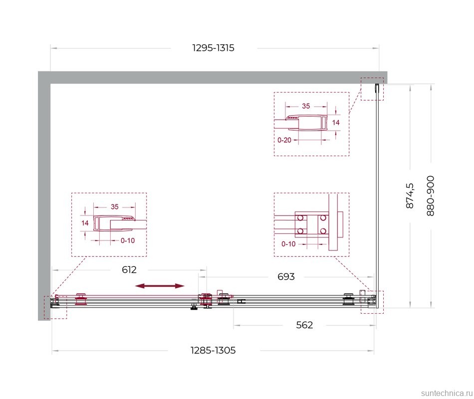 Душевой уголок BelBagno Soft Close-2 AH-1-130/90-C-Cr профиль хром