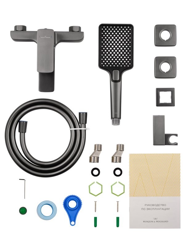 Смеситель для ванны с душем Wonzon & Woghand Edge WW-88639003A-BGM темный графит