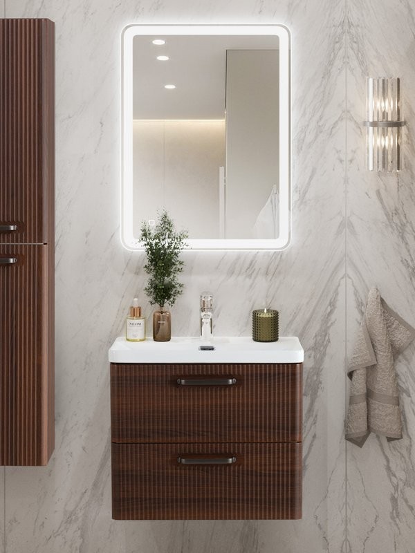 Мебель для ванной комнаты BelBagno Due 50 ручки матовый темный никель, noce