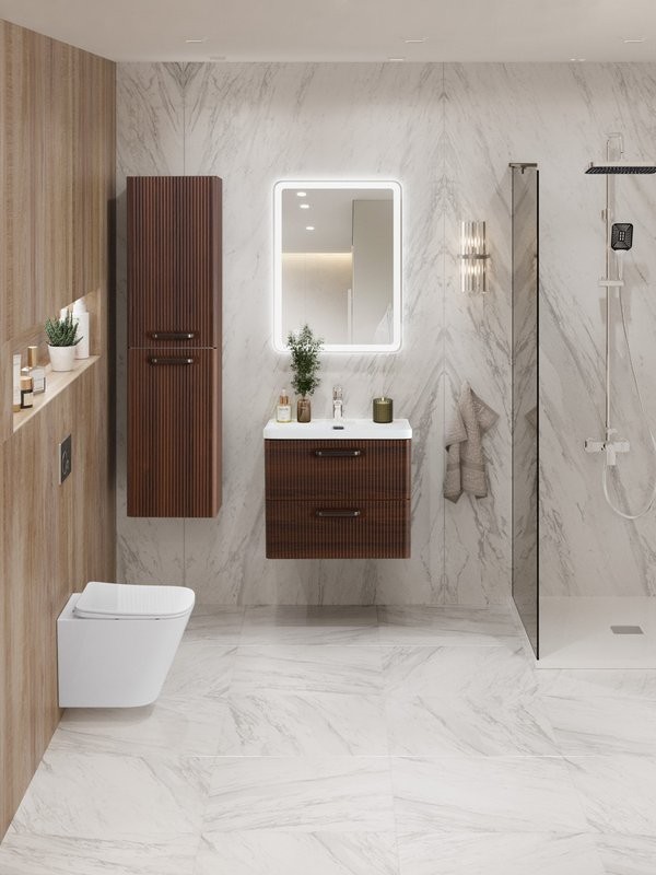 Мебель для ванной комнаты BelBagno Due 50 ручки матовый темный никель, noce