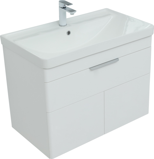 Тумба с раковиной Aquanet Ирис new 80 подвесная, 1 ящик, 2 дверцы