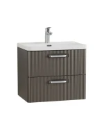Тумба с раковиной BelBagno Due 60 ручки хром полированный, оружейная сталь