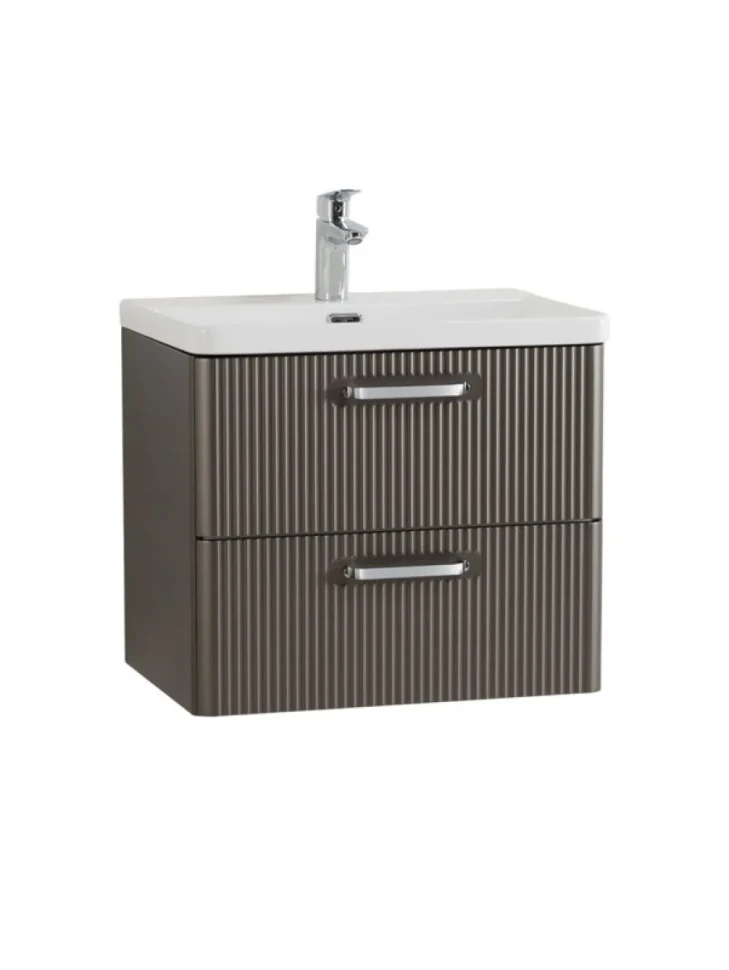Тумба с раковиной BelBagno Due 60 ручки хром полированный, оружейная сталь