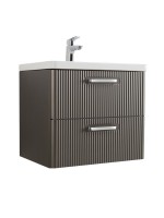 Тумба с раковиной BelBagno Due 60 ручки хром полированный, оружейная сталь