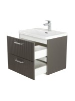 Тумба с раковиной BelBagno Due 60 ручки хром полированный, оружейная сталь