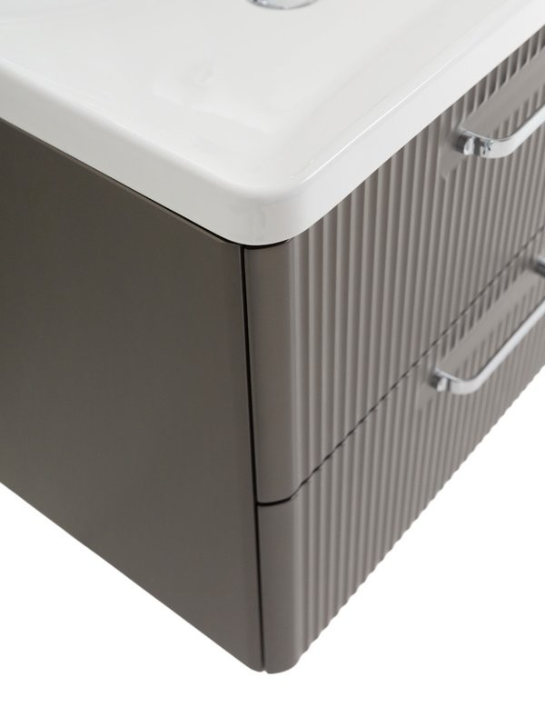 Тумба с раковиной BelBagno Due 60 ручки хром полированный, оружейная сталь