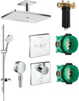 Душевой комплект Hansgrohe Rainmaker Select 460 (3 jet) 24006400 + 26631400 + 27506000 + 15735400 + 15736400
