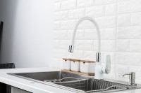 Смеситель для кухни Frap F4453-03, с гибким изливом, белый