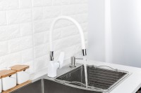 Смеситель для кухни Frap F4453-03, с гибким изливом, белый