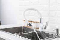 Смеситель для кухни Frap F4453-03, с гибким изливом, белый