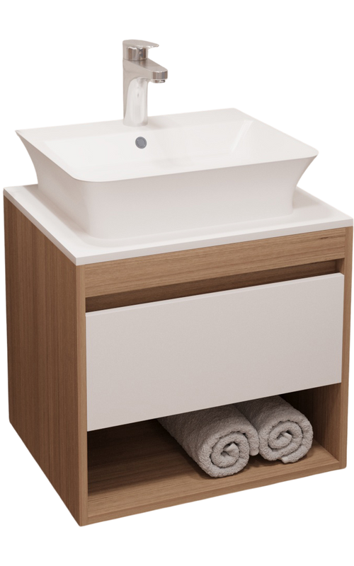 Тумба с раковиной Teymi Ritta 55 дуб эврика, матовая белая, раковина Aina 49