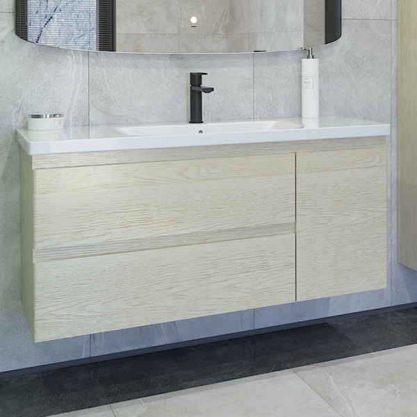 Тумба с раковиной Caprigo Forte 120 R подвесная, беленый дуб