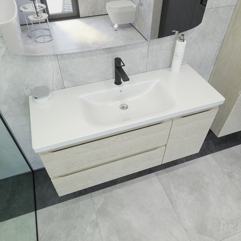 Тумба с раковиной Caprigo Forte 120 R подвесная, беленый дуб