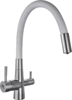 Смеситель для кухни Fashun A54029-8 с гибким изливом, сатин, белый