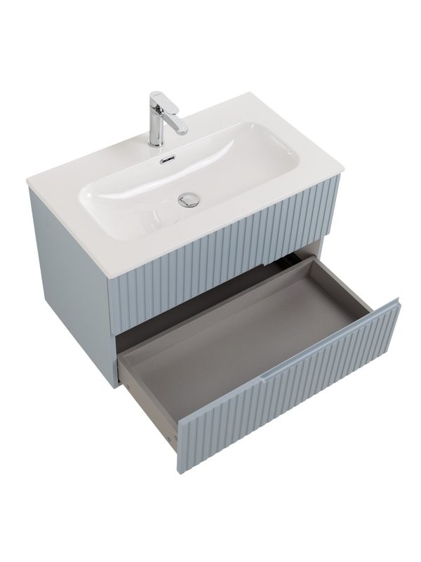 Тумба под раковину без столешницы Cezares Duet-n 80 подвесная, 2 ящика, жемчужная голубая