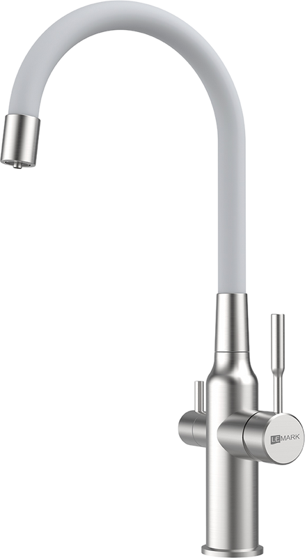 Смеситель для кухни Lemark Expert LM5083S-White сталь, белый