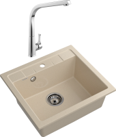 Комплект Мойка GranFest Quadro Q-561 кашемир + Смеситель MEGA Mega