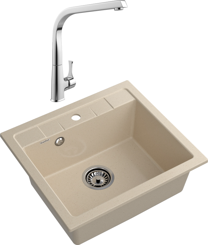 Комплект Мойка GranFest Quadro Q-561 кашемир + Смеситель MEGA Mega