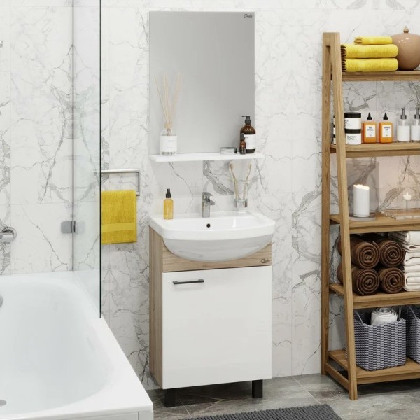 Мебель для ванной комнаты Onika Эко 52 Black напольная, белая, дуб сонома