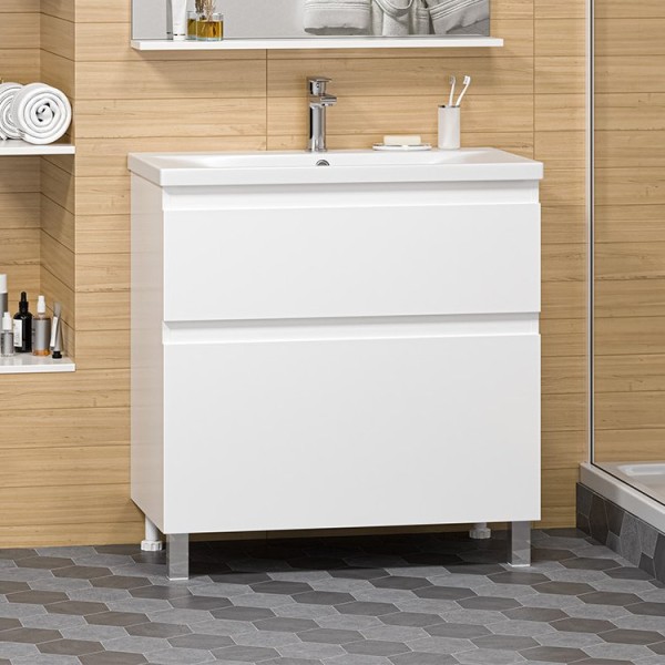 Тумба под раковину Misty Лаки 80 напольная, белая