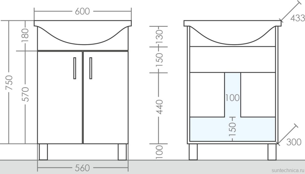Мебель для ванной комнаты СаНта Грация 60