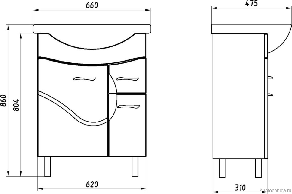 Тумба с раковиной ASB-Mebel Альфа 65