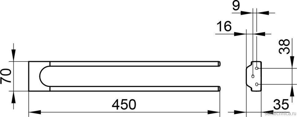 Держатель для полотенец Keuco Collection Moll 12718 шлифованный черный титан