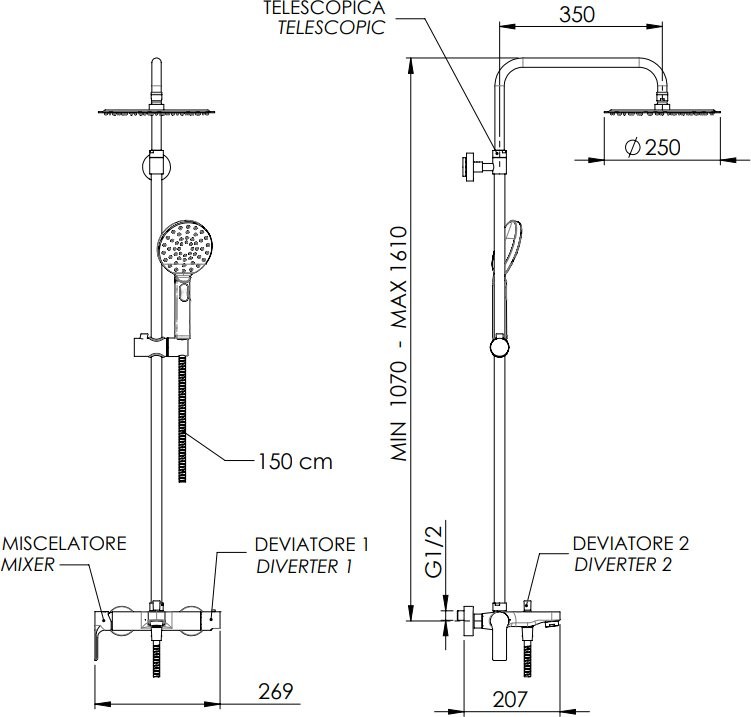 Душевая стойка Remer Dream D34A8MPUFM25T