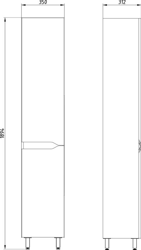Шкаф-пенал для ванной ASB-Mebel Бари 35 R белый