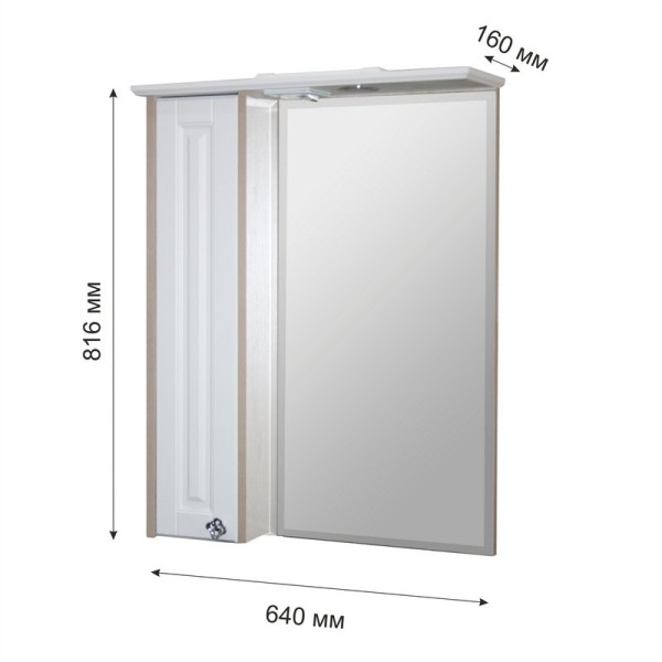 Шкаф с зеркалом в ванную MIXLINE 64х16х81,6 Белое дерево ПВХ, 535000