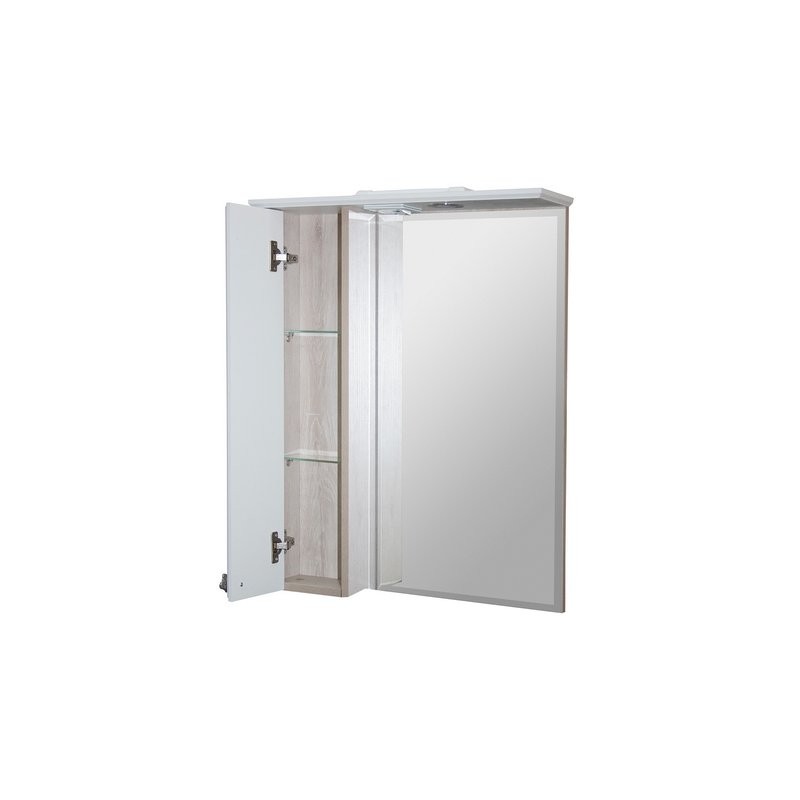 Шкаф с зеркалом в ванную MIXLINE 64х16х81,6 Белое дерево ПВХ, 535000