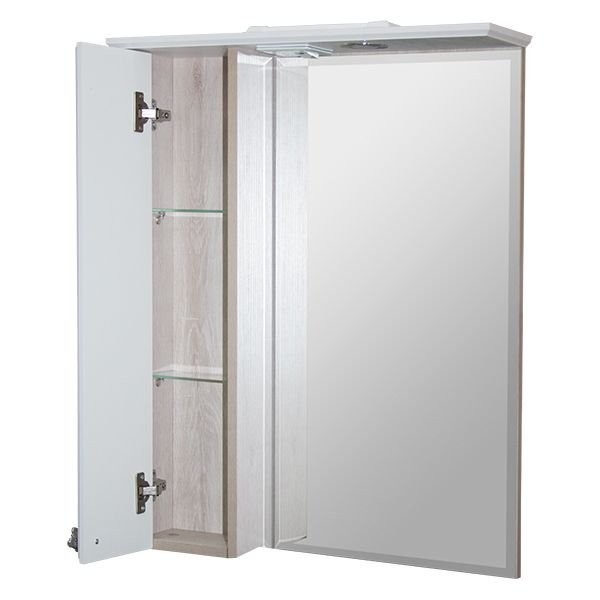 Шкаф с зеркалом в ванную MIXLINE 64х16х81,6 Белое дерево ПВХ, 535000