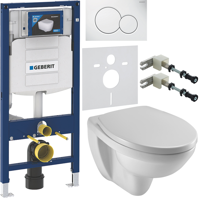 Комплект Унитаз подвесной Jacob Delafon Patio E4187 + Крышка E4267 + Инсталляция Geberit Duofix UP 320 111.300.00.5 + Кнопка Sigma 01 115.770.11.5 белая + Крепления 111.815.00.1 к стене + Звукоизоляция