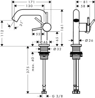 Смеситель для раковины Hansgrohe Tecturis S 73320000 хром Смеситель для раковины Hansgrohe Tecturis S 73320000 хром