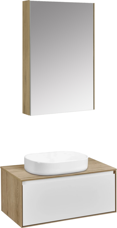 Мебель для ванной комнаты AQUATON Либерти 90 со столешницей дуб эльвезия, раковина Лола 60
