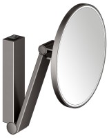 Косметическое зеркало Keuco iLook Move 17612 с подсветкой, настенное, с увеличением, шлифованный черный титан