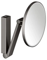 Косметическое зеркало Keuco iLook Move 17612 с подсветкой, настенное, с увеличением, шлифованный черный титан