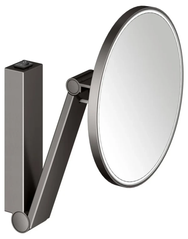 Косметическое зеркало Keuco iLook Move 17612 с подсветкой, настенное, с увеличением, шлифованный черный титан