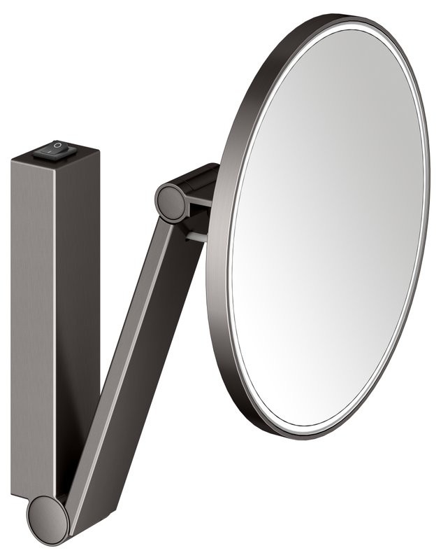 Косметическое зеркало Keuco iLook Move 17612 с подсветкой, настенное, с увеличением, шлифованный черный титан