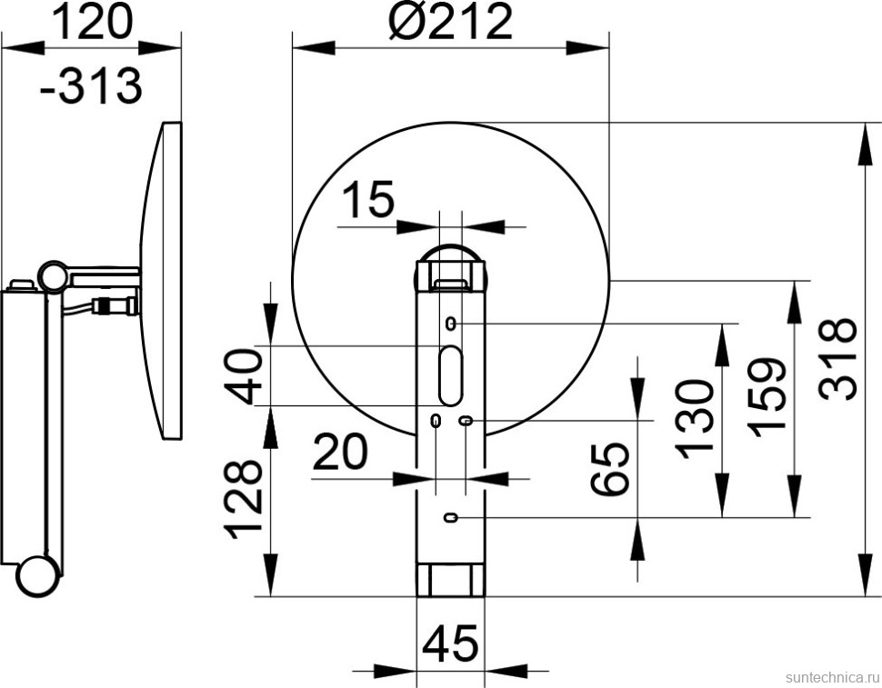 Косметическое зеркало Keuco iLook Move 17612 с подсветкой, настенное, с увеличением, шлифованный черный титан