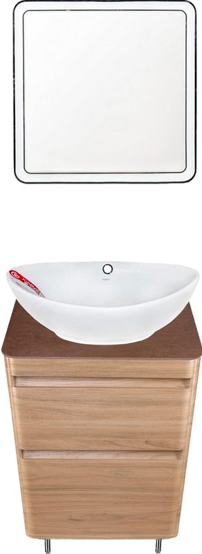 Мебель для ванной комнаты Style Line Атлантика 60 Люкс Plus, напольная, ясень перламутр, бежевая темная