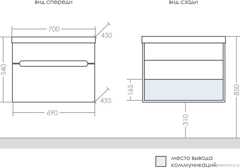 Тумба с раковиной СаНта Лондон 70 подвесная