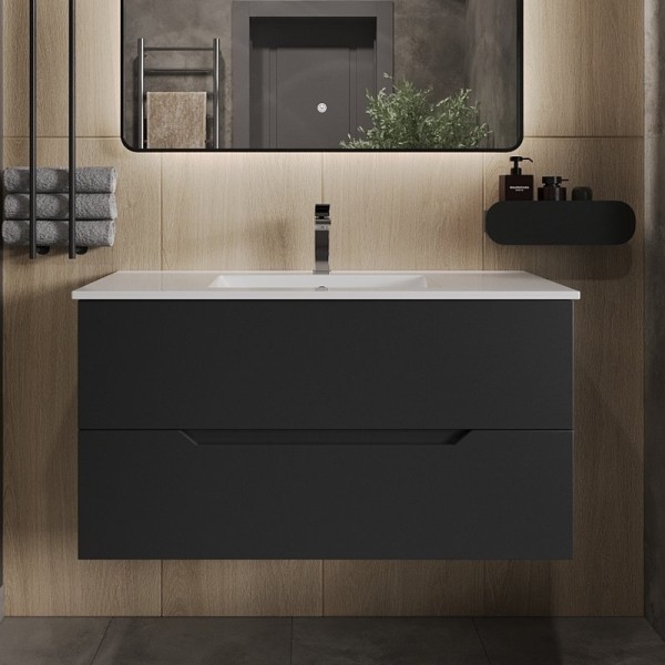 Тумба под раковину Orange Line 100, черная матовая