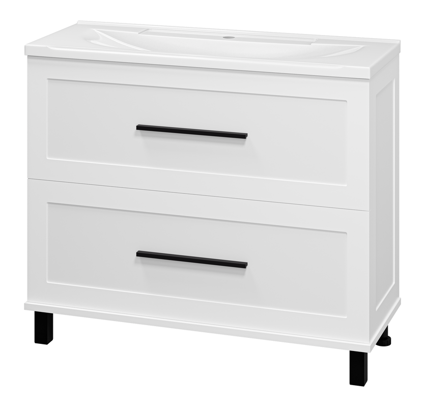Тумба под раковину без столешницы Misty Модерн 100 напольная, матовая белая