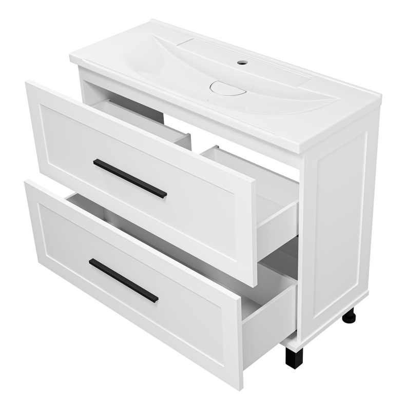 Тумба под раковину без столешницы Misty Модерн 100 напольная, матовая белая