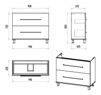 Тумба под раковину без столешницы Misty Модерн 100 напольная, матовая белая