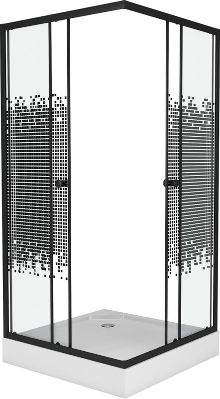 Душевой уголок Niagara Eco NG-009-14Q black мозаика, с поддоном